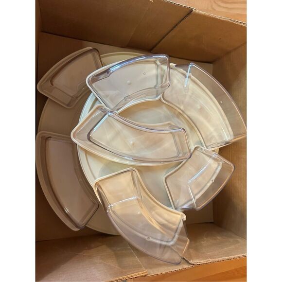 Vintage Thermo Serv Lazy Susan Style Salad Bar Carousel & Condiment Bowls - Picture 5 of 13